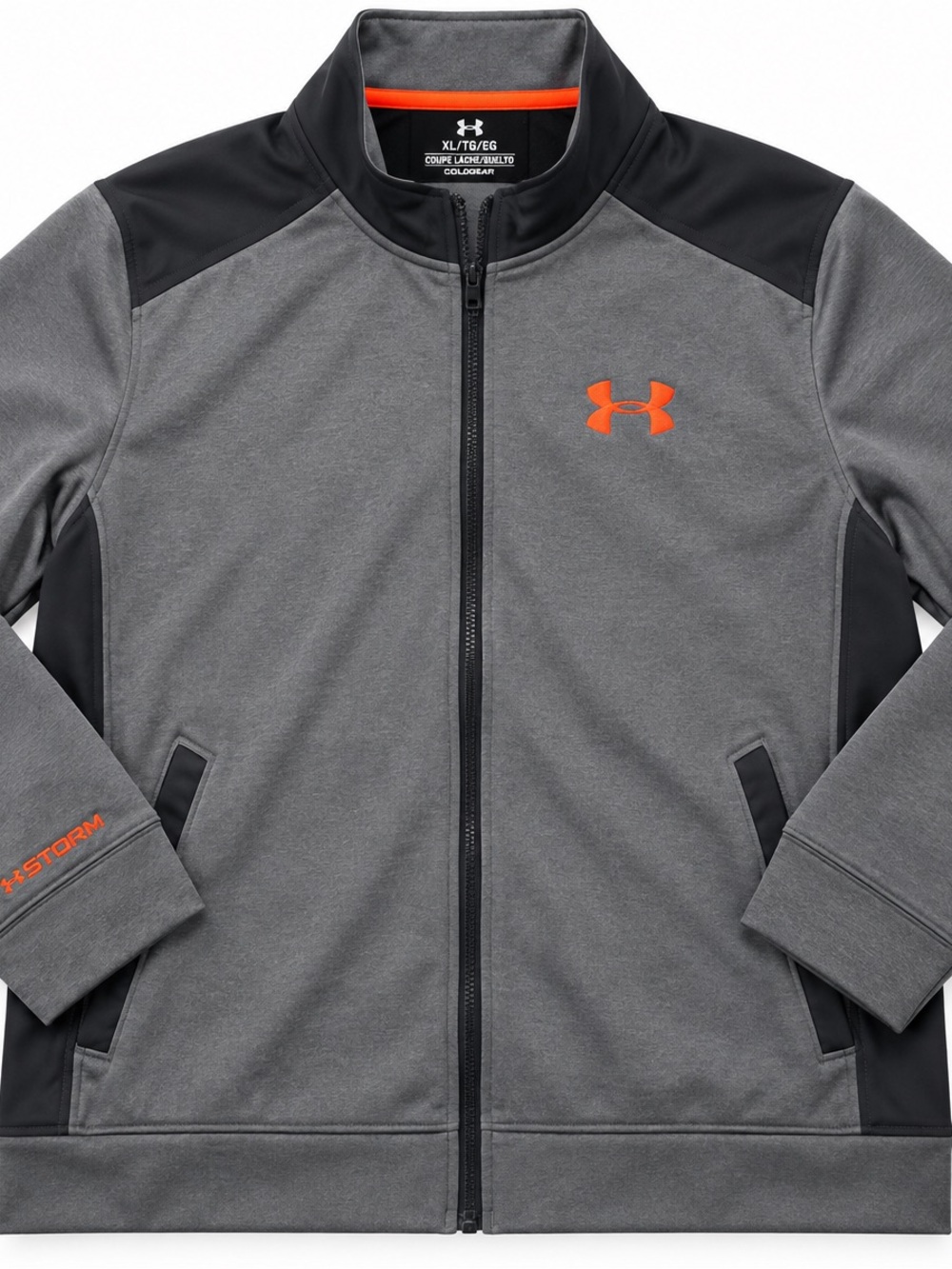 Under Armour mens XL Full-Zip Jacket in Gray with Orange Logo 2014
